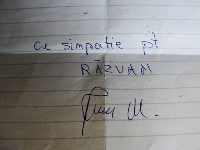 Autograf de la Marian Ivan