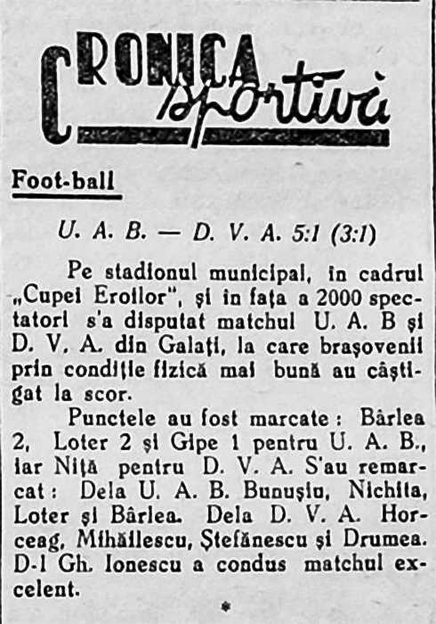 cronică meci UAB - DVA Galați 5-1