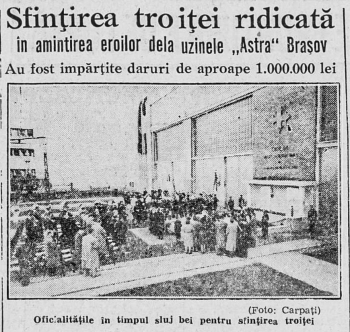 inaugurarea troiței de la Uzinele Astra Brașov